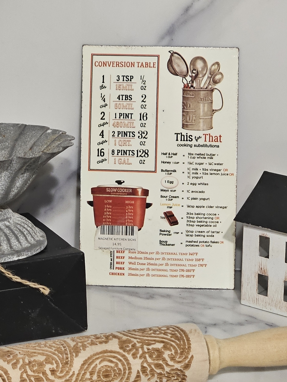 NWT - Farmhouse Kitchen Measure Sign, Containers, Rolling Pin & Decor Lot